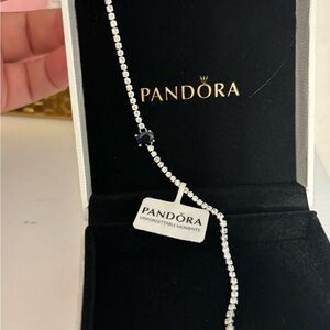 Pandora Silver Bracelet with Dark Blue Stone